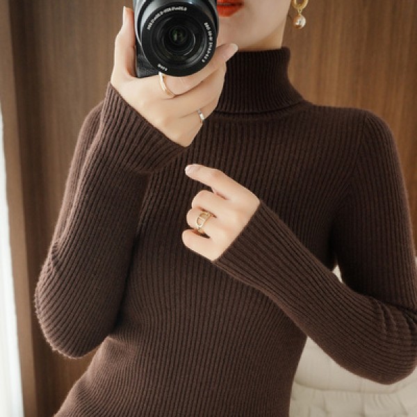 (Broken Size Sweater) High Neck Thickened Sweater Women's Autumn/Winter Woolen Sweater Slim Fit Pullover With Underlay Knit Women's