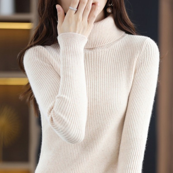 (Broken Size Sweater) High Neck Thickened Sweater Women's Autumn/Winter Woolen Sweater Slim Fit Pullover With Underlay Knit Women's