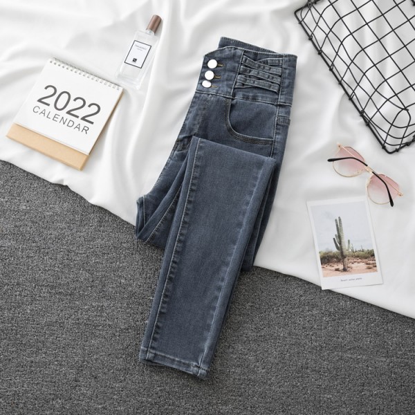 Spring 2023 Oversized High Waisted Jeans For Women With Slim Fit And Three Breasted Design. Slim Fitting, Stretchy And Slimming Pants