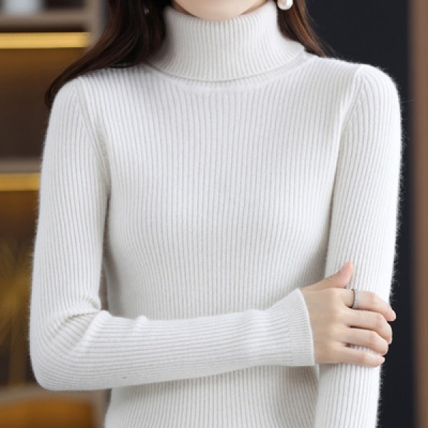 (Broken Size Sweater) High Neck Thickened Sweater Women's Autumn/Winter Woolen Sweater Slim Fit Pullover With Underlay Knit Women's