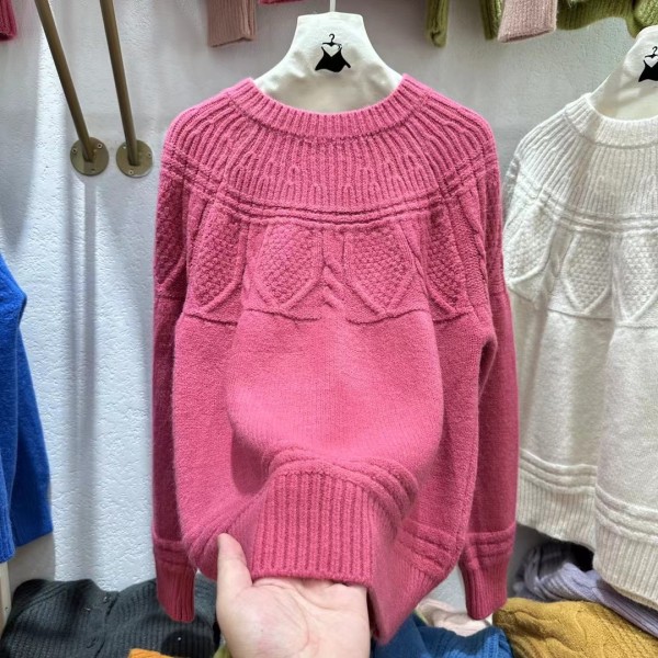 French Vintage Soft Glutinous Twisted Blossom Sweater Women's Autumn And Winter Thick Lazy Style Solid Color Knitted Shirt Design Sense Small Top