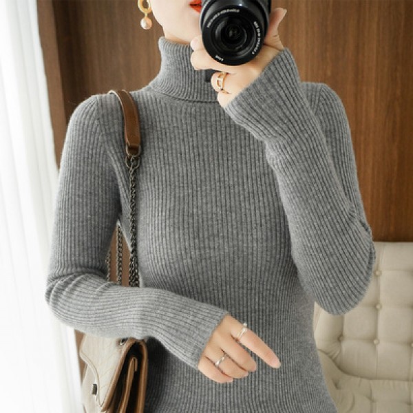 (Broken Size Sweater) High Neck Thickened Sweater Women's Autumn/Winter Woolen Sweater Slim Fit Pullover With Underlay Knit Women's