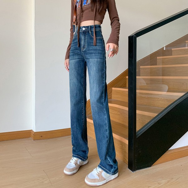 High Waisted Wide Leg Jeans For Women In Autumn And Winter With Plush New Pear Shaped Body, Showing A Slim And Drooping Feeling. Narrow Version Straight Leg Mop Pants