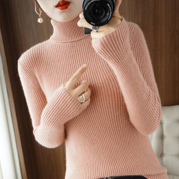 (Broken Size Sweater) High Neck Thickened Sweater Women's Autumn/Winter Woolen Sweater Slim Fit Pullover With Underlay Knit Women's