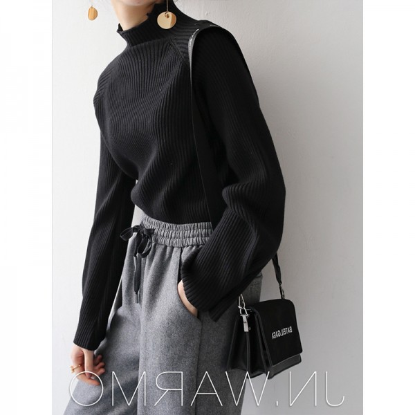 French Loose Half High Neck Sweater Women's Autumn And Winter New Style Temperament Light Mature Standing Neck Knitted Shirt Silk Cotton Bottom Top