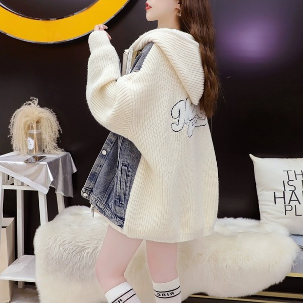 Korean Version With Loose And Foreign Style, Lazy And Lazy Design, Fake Two Piece Sweater, Cardigan, Knitted Jacket, Women's Autumn 2023