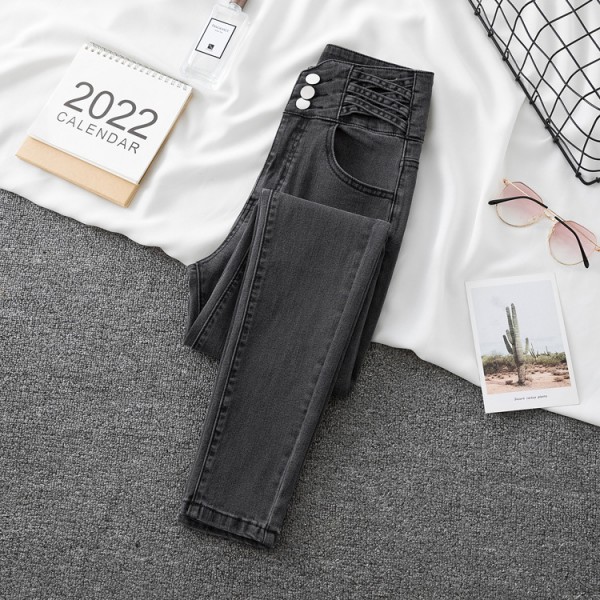 Spring 2023 Oversized High Waisted Jeans For Women With Slim Fit And Three Breasted Design. Slim Fitting, Stretchy And Slimming Pants