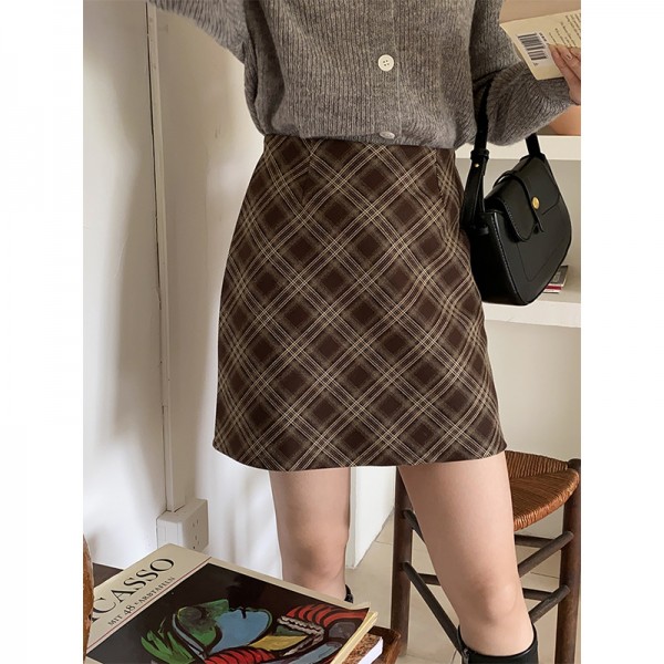 3rd Morning French Medieval Academy Style Textured Wool Slim And Versatile Short Skirt ZY1265