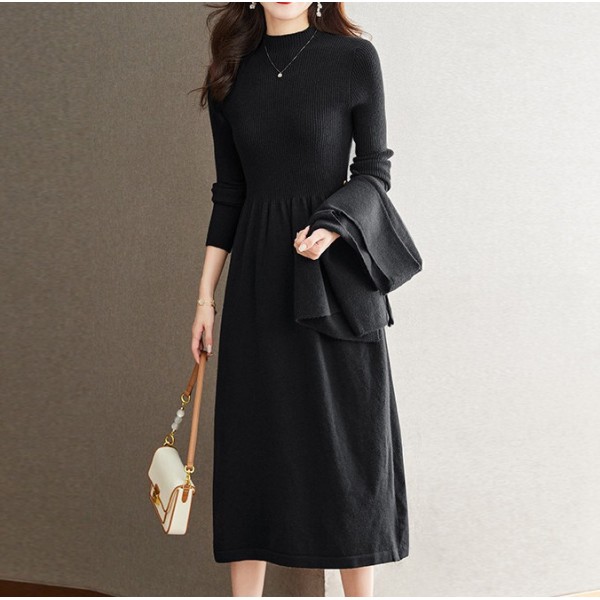 2023 Autumn/Winter Knitwear Two Piece Set Women's Style Vest New Age Reducing Knee Length Skirt Sweater Dress