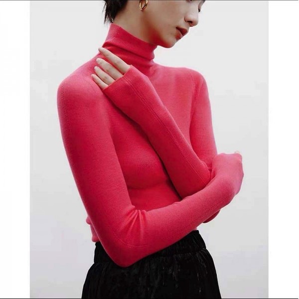 Autumn And Winter French Stacked Collar High Collar Wool Knitwear Women's Fashionable Inner Layer Slim Fit Underlay Sweater High Sense Top