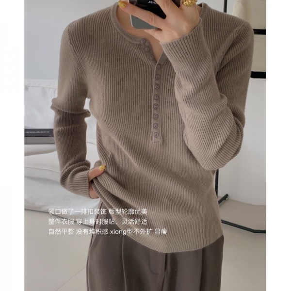 Mai Ou One Breasted Thread Knitted Shirt For Women's Autumn And Winter Warmth Insulation Underlay Knitted Sweater For Women's Top New Women's Wear