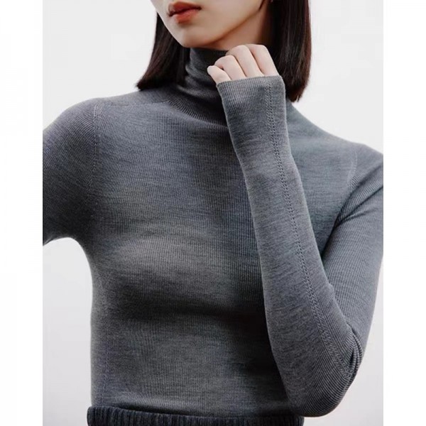 Autumn And Winter French Stacked Collar High Collar Wool Knitwear Women's Fashionable Inner Layer Slim Fit Underlay Sweater High Sense Top