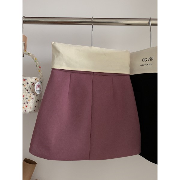 Woolen Fabric Double Pocket High Waisted Slim A-Line Skirt, New Autumn And Winter Versatile Small Fragrant Style Hip Wrap Short Skirt