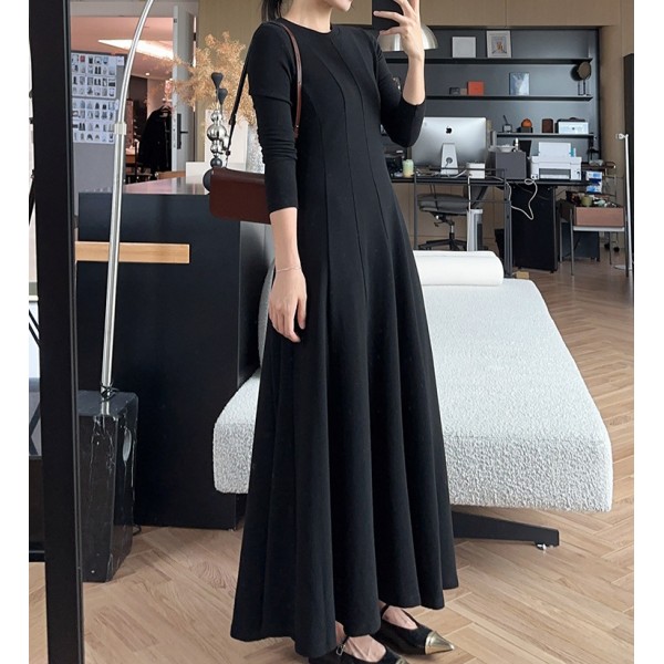 Waltz Dress Reputation Cloud Ladder Cotton | Temperament Round Neck Waist Knitted Large Swing Skirt