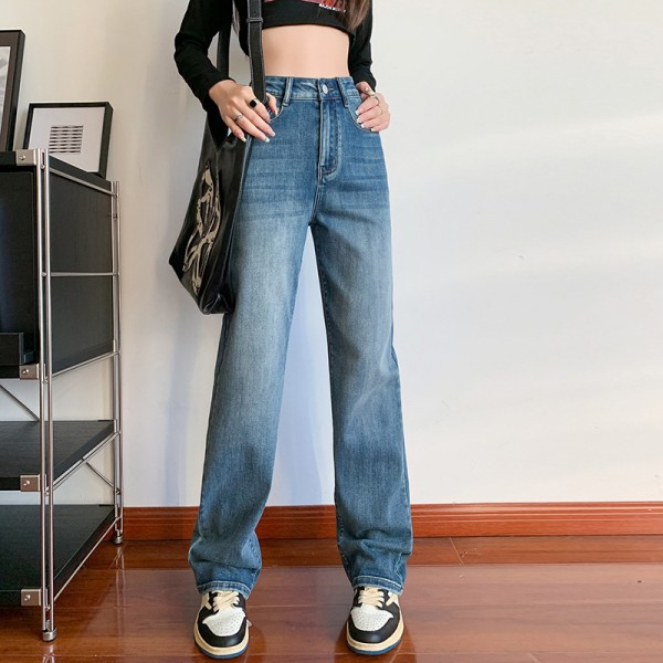 High Waisted Wide Leg Jeans For Women In Autumn And Winter With Plush New Pear Shaped Body, Showing A Slim And Drooping Feeling. Narrow Version Straight Leg Mop Pants