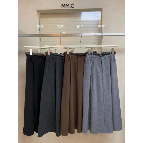 MMC Woolen Half Length Skirt For Women In Autumn And Winter, New Umbrella Skirt, Fluffy Skirt, Medium Length Wool, High Waist, Slim A-Line Skirt