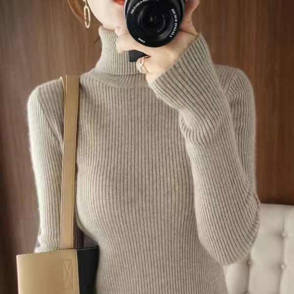 (Broken Size Sweater) High Neck Thickened Sweater Women's Autumn/Winter Woolen Sweater Slim Fit Pullover With Underlay Knit Women's