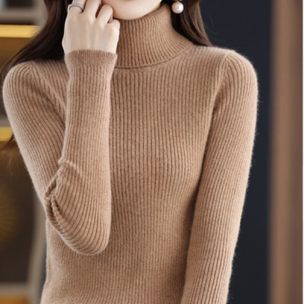 (Broken Size Sweater) High Neck Thickened Sweater Women's Autumn/Winter Woolen Sweater Slim Fit Pullover With Underlay Knit Women's