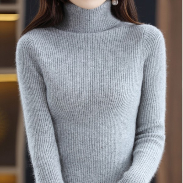 (Broken Size Sweater) High Neck Thickened Sweater Women's Autumn/Winter Woolen Sweater Slim Fit Pullover With Underlay Knit Women's