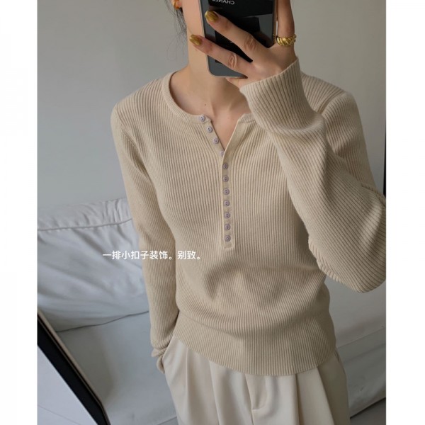 Mai Ou One Breasted Thread Knitted Shirt For Women's Autumn And Winter Warmth Insulation Underlay Knitted Sweater For Women's Top New Women's Wear