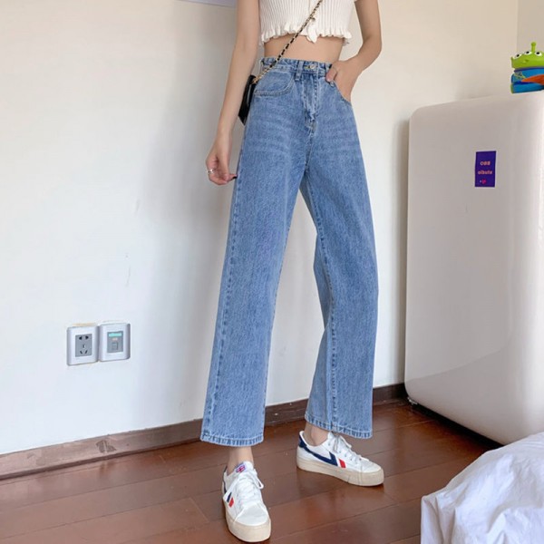 Split Back Wide Leg Jeans For Women, Large Size, Chubby Mm, Small Stature, High Waist, Straight Tube, Loose Fit, Crotch Covering, And Slim Cropped Pants