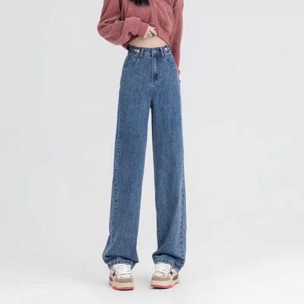 Thickened Wide Leg Jeans For Women In Winter 2023, High Waisted, Loose And Slimming, With A Warm, Straight Leg Pants And Plush Pants