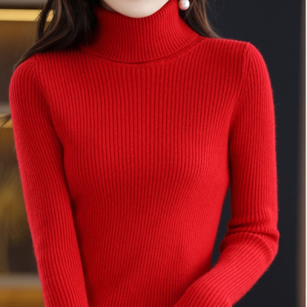 (Broken Size Sweater) High Neck Thickened Sweater Women's Autumn/Winter Woolen Sweater Slim Fit Pullover With Underlay Knit Women's