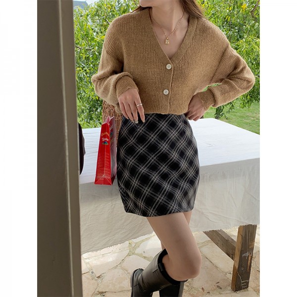 3rd Morning French Medieval Academy Style Textured Wool Slim And Versatile Short Skirt ZY1265